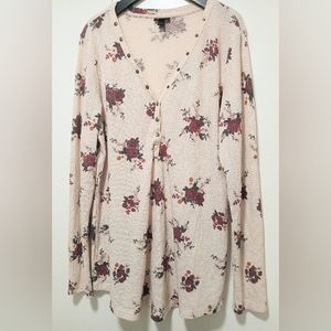 Torrid 1X Waffle Knit V-neck Henley Raglan Long Sleeve Top